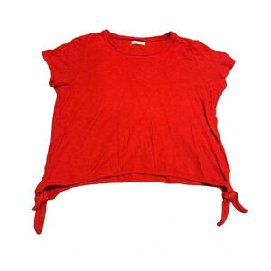 ❤️ Madewell Tie-Front Tee 👚 Red Casual Short Sleeve Top Size‎ L ✨